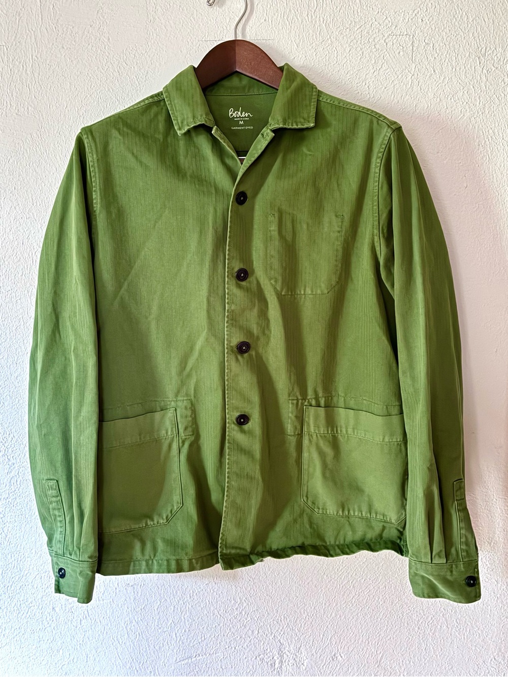Boden Olive Green Cotton Canvas Button-Up Workwear Jacket